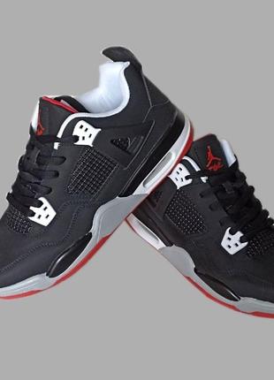 Кроссовки джордан найк ретро 4 nike air jordan retro 4 кожа, мужские високие найк аир джордан 41 та 46 р