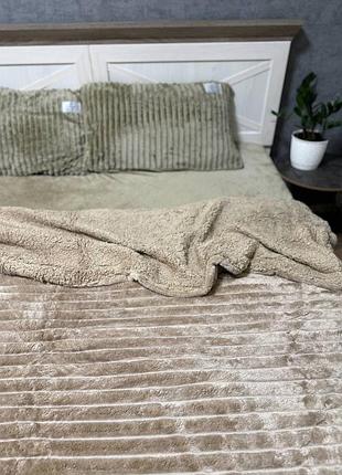 Плед покрывало евро овчина 200х220 бежевый