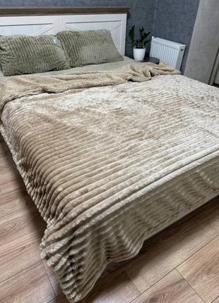 Плед покрывало евро овчина 200х220 бежевый