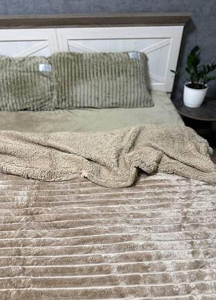 Плед покрывало евро овчина 200х220 бежевый