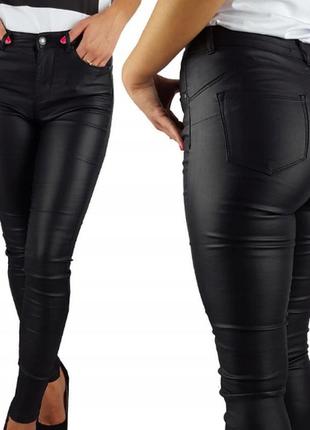 Лосини штани легінси з екошкіри утеплені на байці1 фото
