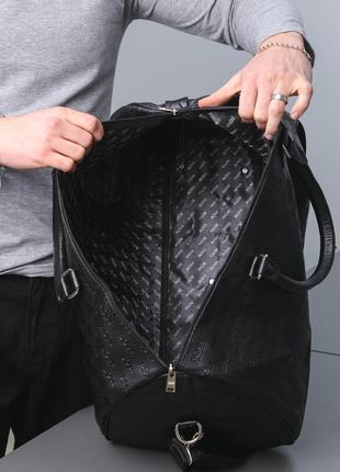 Дорожная сумка хьюго босс мужской черный саквояж hugo boss кожаная женская брендовая сумка ручной клади10 фото