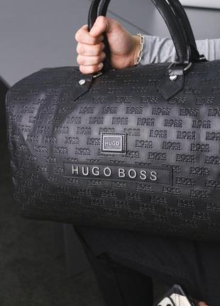 Дорожная сумка хьюго босс мужской черный саквояж hugo boss кожаная женская брендовая сумка ручной клади3 фото