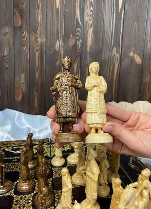 Комплект шахматных фигур из дерева, "гетманское войско" (в коробке для хранения), арт.809625