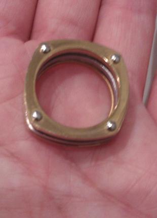 Стильное кольцо медицинская сталь, напыление родий, золото, р. 18,55 фото