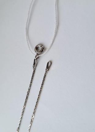 Женская серебряная цепочка колье с подвеской квадрат с белыми камнями на цепочке 40 см серебро 925 пробы родир2 фото