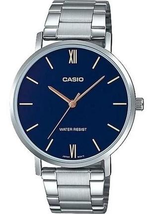 Мужские часы casio mtp-vt01d-2budf, серебристый с синим