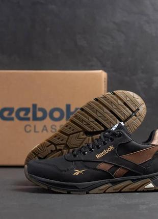 Підліткові шкіряні кросівки reebok (рібок), спортивні туфлі чорні, кеди. чоловіче взуття9 фото