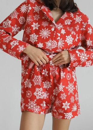 Женский пижамный костюм тройка цвет красный р.l 4497796 фото