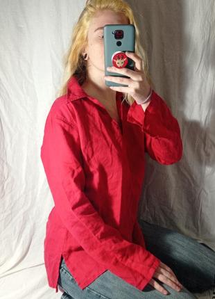 Красная блуза из льна