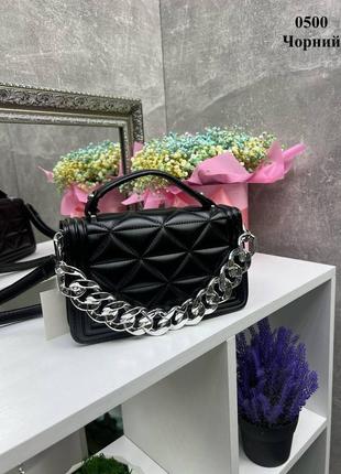 Стильний каркасний клатч сумка декорована ланцюжком