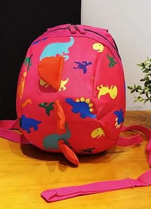 Детский мультяшный мини-рюкзак с динозавром розовый, рюкзак для детей с ремнем безопасности, защита от потери