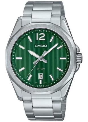 Мужские часы casio mtp-e725d-3avdf, серебристый с зеленым