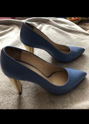 Fellini кожаные туфли лодочки, праздничные туфли, голубые туфли3 фото