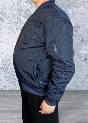 Мужская куртка-бомбер большого размера стеганая на тонком синтепоне,весна-осень синяя5 фото