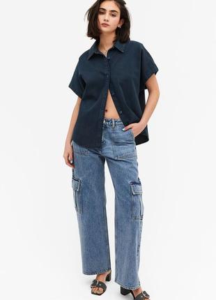 Крута джинсова сорочка monki в стилі oversize, xl