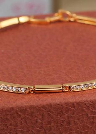 Браслет xuping jewelry витонченість доріжка з фіанітами й без 21 см 3 мм золотистий