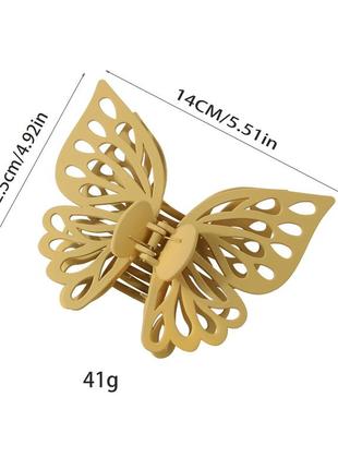Матовый большой крабик для волос бабочка для девочки черный10 фото