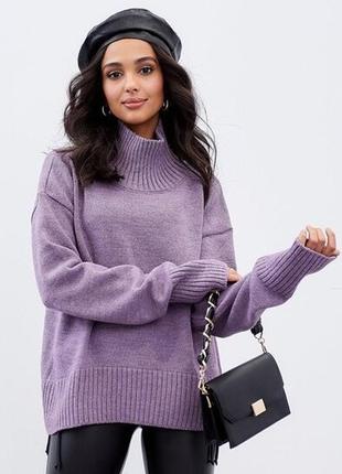 Женский свободный, оверсайз полушерстяной свитер с длинным рукавом9 фото