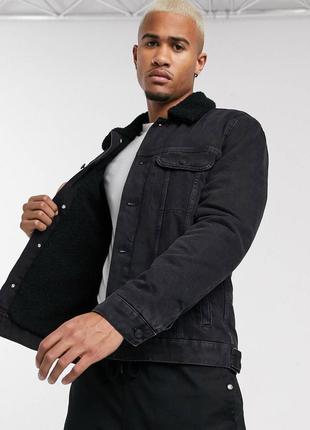 Розпродаж asos ® sherpa denim jacket оригінал джинсівка-шерпа свіжих колекцій