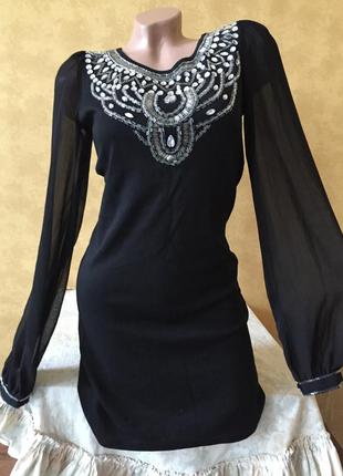 Очень красивое чёрное платье с объёмными рукавами / сарафан