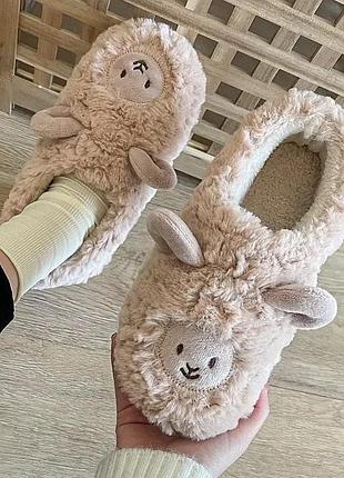 Милі капці для дому у вигляді баранчиків. бежеві. 38-39 (факт на 37-38)