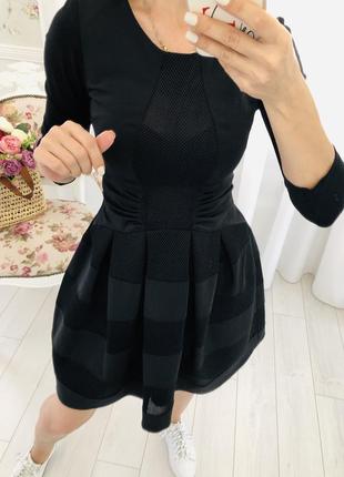 Черное платье из неопрена с сетками в стиле maje италия behcetti5 фото