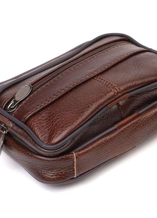 Чоловіча горизонтальна поясна сумка з натуральної шкіри 21486 vintage коричнева3 фото