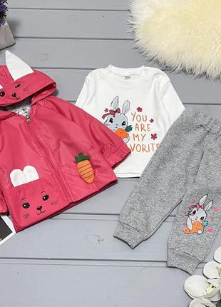 Костюм тройка с ветровкой морковка