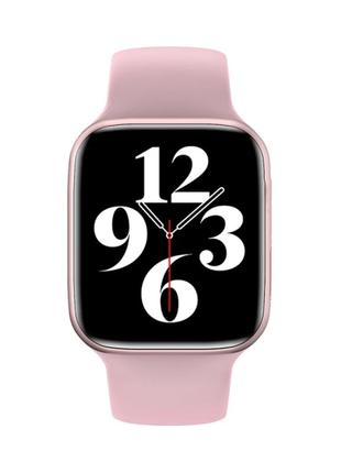 Apl watch series 6 hw22 plus, wearfitpro, 44mm, aluminium, беспроводная зарядка, голосовой вызов, pink