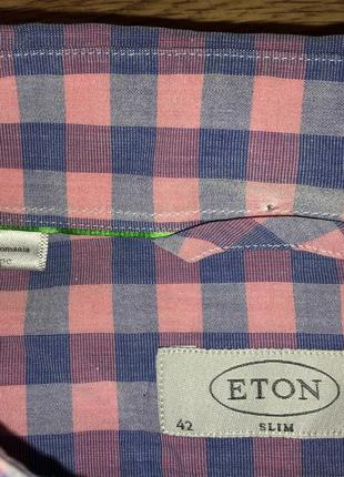 Eton l 42 16 1/2 рубашка в клетку розовая3 фото