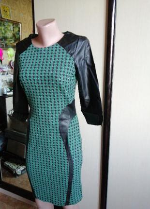 Сукня з вставками еко шкіри