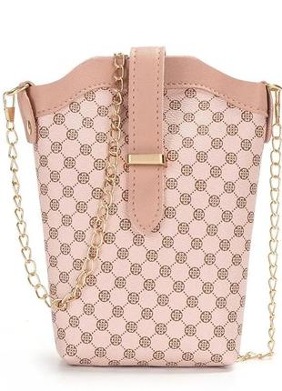Клатч пудровый, сумочка розовая, мини сумка
