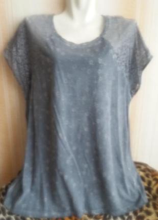 Блуза сине-серая с выделкой.р.52 /54.