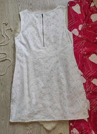 Белое короткое платье сарафан прошва цветочной вышивкой хлопок батал большого размера8 фото
