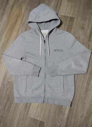 Мужское худи на молнии / jack wills / серая кофта с капюшоном / толстовка / мужская одежда / чоловічий одяг /