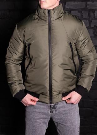 Утепленная мужская куртка бомбер хаки
