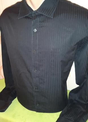 Стильна чорна сорочка в смужку michael kors, made in in indonesia2 фото