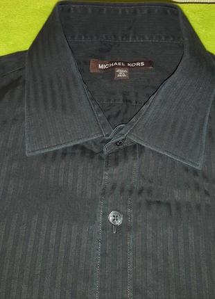 Стильна чорна сорочка в смужку michael kors, made in in indonesia4 фото