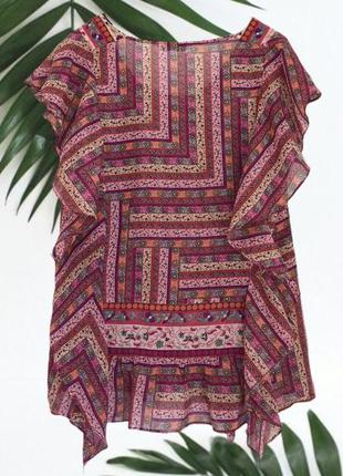 Люксовая ♥️♥️♥️ шелковая блузка с воланом marella (max mara), италия.5 фото