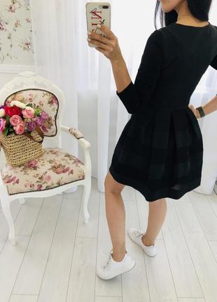 Черное платье из неопрена с сетками в стиле maje италия4 фото