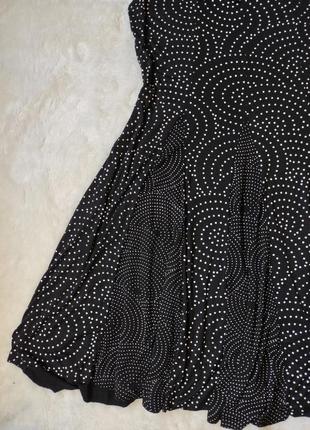 Черное в горошек длинное платье миди натуральное хлопок стрейч складками батал большого размера3 фото