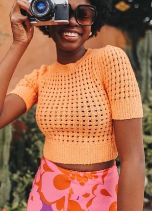 Вязаный фактурный топ zara