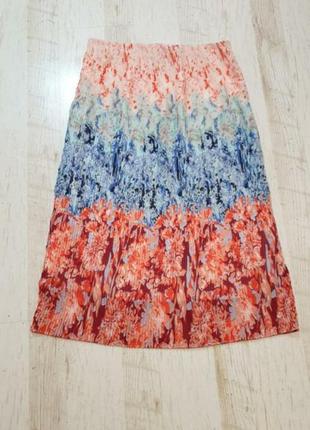 Стильная яркая цветочная миди юбка плиссе h&m1 фото
