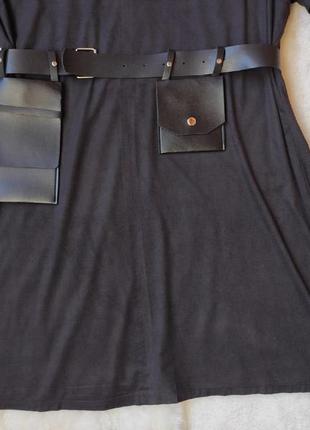 Черное замшевое короткое платье мини с чокером вырезом на шее стрейч батал большого размера5 фото