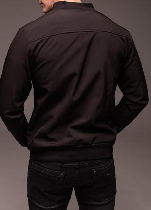 Мужская черная куртка бомбер softshell "slant pockets"8 фото