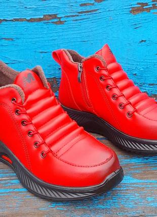 Ботинки красные женские демисезонные 38 р1 фото