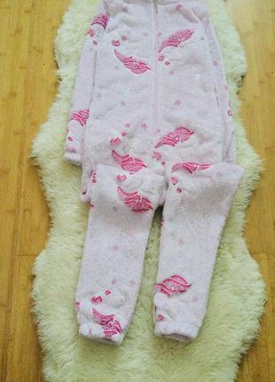 7-8 лет city comfort флисовый кигуруми, пижама единорог. фактурный флис нежно - розового цвета. д3 фото