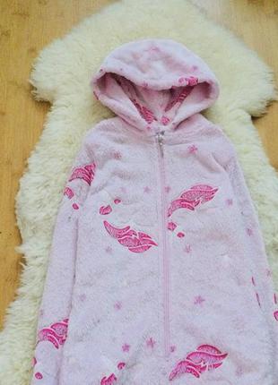7-8 лет city comfort флисовый кигуруми, пижама единорог. фактурный флис нежно - розового цвета. д4 фото