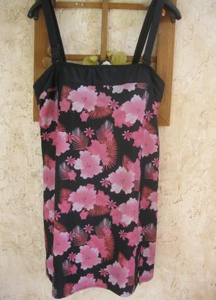 Классный купальник-платье принт цветы утягивающий эффект с сеточкой чашка 2-3-43 фото